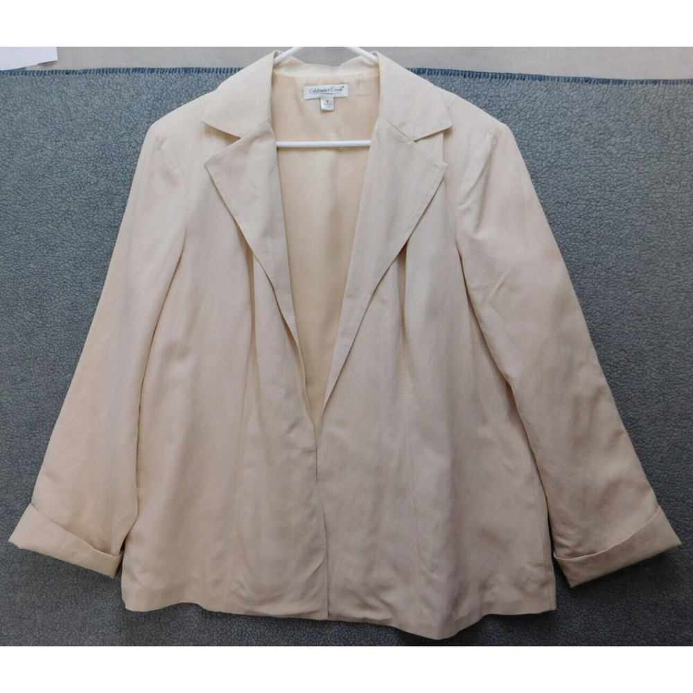 Coldwater Creek Silk/Linen Blazer Womens 1X Light Peach Open Front